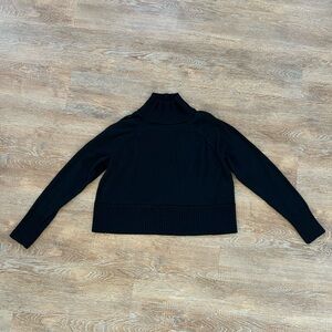 Eileen Fisher Merino Wool Cropped Turtleneck Sweater | Black | Size Small